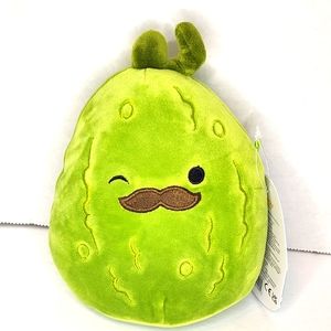 CHARLES 🥒 5" Green Pickle w Mustache Original Squishmallow by Kelly Toy ☆ NWT ☆